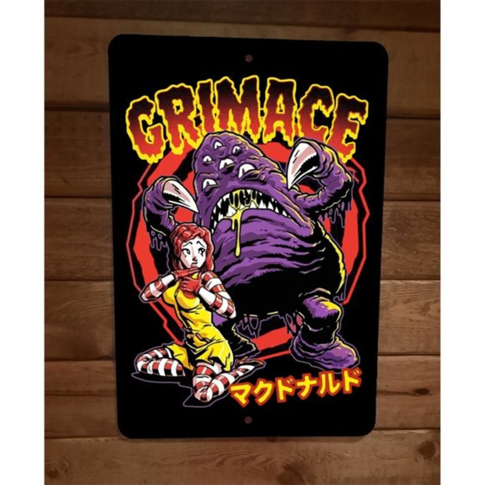 Grimace Monster McDonalds 8x12 Metal Wall Sign